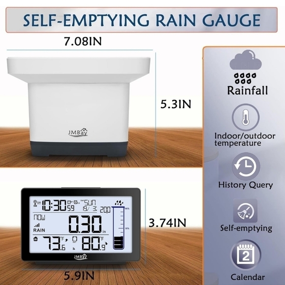 Wireless Digital Rain Gauge with Many Funtions *NIB* - Picture 4 of 9